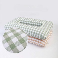 귀눌림방지 베개 귀보호 침구 옆잠 귀걸이 피어싱 욕창방지 머리 간병 녹색격자귀베개(탄력솜), 1. 녹색 격자 귀베개(탄력솜)