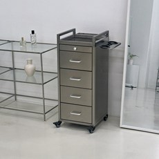 누스 스틸 미용 츄레이 미용실 트레이 가위정리대 웨건 트롤리 미드센추리 모던 메탈, 5+1단, 실버(STS200)