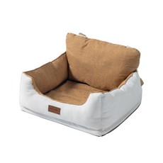 유미코 차량용 강아지 카시트 휴대용 애견 집 반려견 자동차시트, 1개, 화이트+브라운