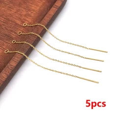 5개 8cm 스테인리스 스틸 롱 태슬 체인 드롭 귀걸이 이어 DIY 쥬얼리 제작 액세서리용, 01 8cm, 02 Color 1