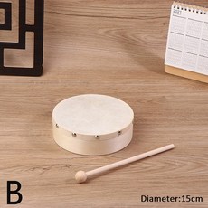 프레임 드럼 4678910 인치 핸드 드럼 우드 스틱 세트 뮤지컬 게임 교육 장난감 타악기, [01] B