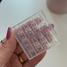 모소가 발레리나 리본 크롬 십자가 네일 아트 파츠 몰드, 1개, 크롬 십자가 몰드 10구 1개, 크롬 십자가 몰드 10구