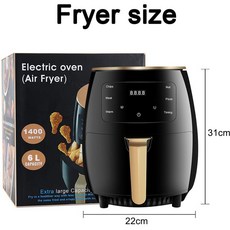 air fryer大容量觸摸式空氣炸鍋多功能薯條機電炸鍋英美歐規110V, 美規110V, 6L 黑色 英文美規110V