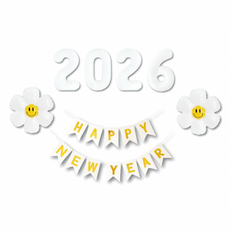 베르트폴 풍선 해피뉴이어 파티용품 세트, 스마일데이지