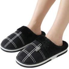 힐링센트 남성 체크 겨울 방한 털슬리퍼