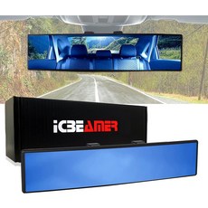 ICBEAMER 10.6인치 클립형 룸미러 블루 틴트 볼록 광각 HD 유리 눈부심 방지 자동차SUV트럭 공용 사각지대 제거 1개입, Blue, 10.6"- Convex