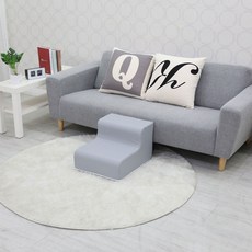 국산 강아지 계단 라운드 방수 스펀지 포함 2단 노견용품 슬개골탈구, 1개, 그레이