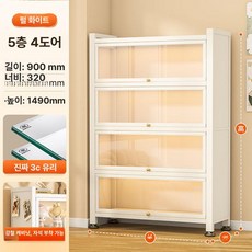 가정용 방진 유리문 책장 다층 철제 진열장 모델 전시 캐비닛, 4도어 플로잉클라우드 90x32x149cm