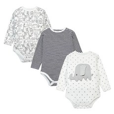 MomSCare 星星大象長袖連身衣 3件組