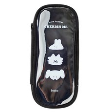 뭉구 8000 波霸 PVC 透明筆袋, 黑色, 1個