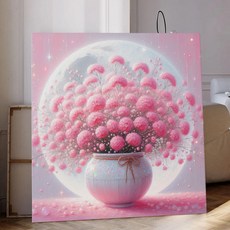 풍수 화월 달항아리 꽃그림 대형액자 복들어오는 캔버스액자 시리즈 11종 12-22, 13.핑크실버문