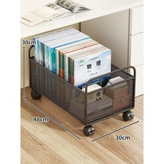 桌下書本書包收納箱可移動滑輪書箱學生敎室用桌麵放書收納盒書架, 黑色特大號精密網帶萬向輪【需宅配】, 1個