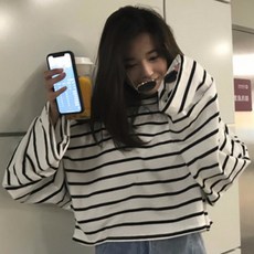 크롭 루즈핏 여성 긴팔 상의 가을 심플 데일리 외출 봄 여유 시원한