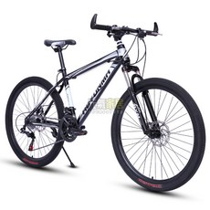 山地車自行車越野男女成人輕便公路賽車碟剎變速學生城市減震單車 單車 自行車 腳踏車 公路車, 1個, 彩圈-旗艦減震版 黑白色 輻條輪,21速26寸