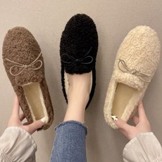 3컬러 리본장식 털안감 겨울 일상 로퍼 onc+1694Ou