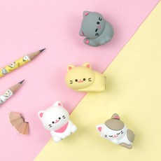 냥냥 피규어 연필깎이 고양이 캐릭터 수동 학용품 색상랜덤, 구매수량