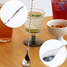 홈카페 하이볼 스텐 양면 머들러 롱 스틱 미니 바스푼 30cm, 1개