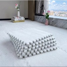 毛絨拼接地毯 臥室床邊方塊拼圖 EVA泡綿地墊 滿鋪拼裝地板墊 可裁剪, 1個, 圖2,30 * 30cm