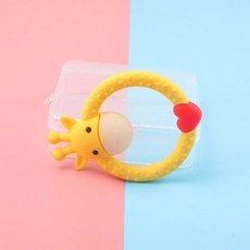 長頸鹿造型固齒器 附收納盒，食品級矽膠材質，安全無毒，舒緩長牙不適, 1個, 圓環狀黃色長頸鹿