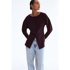 국내백화점 H&M 가디건 브랜드관 웨이스트라인 버건디 1293296003 커플 사무실 (BK파우치 증정)