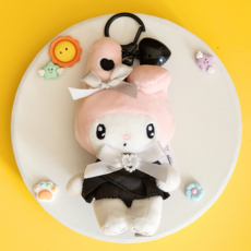 BSC 산리오 블랙하트 미니인형 열쇠고리 키링 헬로키티 마이멜로디 쿠로미 봉제인형 가방고리, 1개, 블랙하트 마이멜로디, 8cm