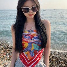 투니스 여성 빈티지 프린팅 다용도 스카프