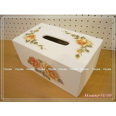 House傢飾 復古洗白裂紋玫瑰造型面紙盒