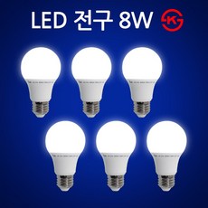 LED 벌브 8W 26베이스 방등 욕실램프 매장전구 KS인증, 6개, 주백색
