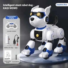 새로운 R27 지능형 음성 대화 전자 애완 동물 어린이 지능형 프로그래밍 퍼즐 장난감 원격 제어 기계 개 장, 04 R27 blue, 1개