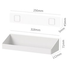 YI 免打孔壁掛置物架 浴室廚房收納架 無痕層架, 白色(大), 1層