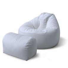 보니타 대형 블루밍 B807 스웨이드 빈백소파 풋스툴 세트, 포그+풋스툴