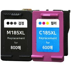 (800매 특대용량 세트) INK-M185 잉크 INK-C185 호환 SL-J1680 J1683 J1685 J1780W J1780DW J1785W M185XL C185XL 검정컬러, 3배용량 검정+컬러, 1세트