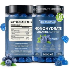 DC Renvox 크레아틴 모노하이드레이트 젤리 5000mg 남성 및 여성용 비건 크레아틴 젤리 힘 근육 에너지 지원 L-타우린 베타인 알파, DC Renvox 크레아틴 모노하이드레이트 젤리 500, 1개