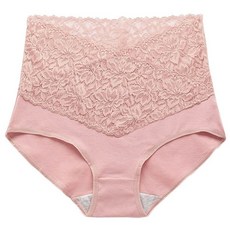 【i揪團】蕾絲高腰提臀包腹內褲，純棉舒適透氣女士內褲, 藕粉