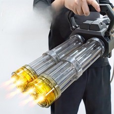 개틀링 회전발사 총구 LED 2구 전동물총 자동 워터건 워터밤 물놀이 물총, 트리플 배터리(360분 고글), B. 블루(백팩 듀얼런처), 1개