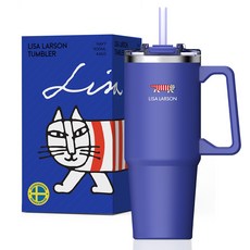 리사라르손 대용량 올스탠 텀블러 Lucky Character Package 평온의 마이키 액막이 행운 캐릭터, 1개, 900ml, 네이비