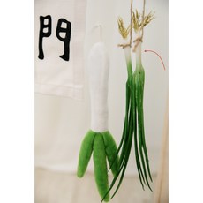 GoGraphy 聰明門抓周道具組 寶寶周歲儀式佈置 羊毛氈蔥門框布條, 1個, 仿真蔥（一根）, 綠色