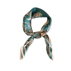 여성용 멀베리 실크 100% 스카프 경량 사각 새틴 헤드 수면용 작은 헤어 53.3 x cm(21 21 인치) 06 핑크 엣지와 그린 잎 Small_167813