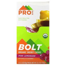 ProBar 프로바 Bolt 볼트 유기농 에너지 츄 핑크 레모네이드 12팩 2.1oz 60g 보충제, ProBar 프로바 Bolt 볼트 유기농 에너지 츄 핑, 60, 1