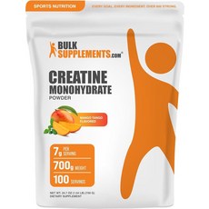 BulkSupplements. com 크레아틴 모노하이드레이트 파우더 - 크레아틴 맛 파우더 보충제 미립자 - 망고 탱고 맛 1회 제공량당 7g 700g(1.5파운드) (, BulkSupplements. com 크레아틴 모노하이, 700g, 1개