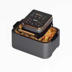 12L大容量空氣炸鍋 家用免翻面電烤箱 智能液晶觸屏電炸鍋，聚餐烹飪好幫手, 銀灰色