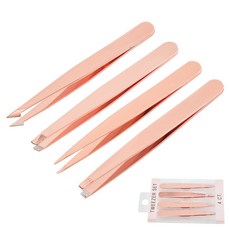 뷰티 메이크업 도구 스테인레스 스틸 정입 빗살 끝 눈썹 집게 핀셋 4종 세트 눈썹 손질 세트, 로즈 골드, 5PCS, 1개