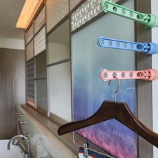 공간활용 틈새 빨래건조대 베란다 행거 옷걸이 부착식, 핑크