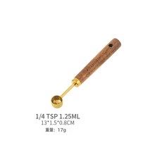 DFMEI 鍍金不鏽鋼量杯量勺廚房烘焙工具相思木手柄量匙計量工具八件套, 1個, 相思木鍍金量勺1.25ml#袋裝:如圖