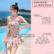 比基尼 分體泳衣 兩件式泳衣 bikini 保守泳衣 學生泳衣女遮肚子泳裝顯瘦泳褲沙灘度假海灘海邊溫泉泳裝, 粉紅色,2xl