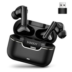 IAMJOY 무선 Gaming 이어버드 이어폰 20ms Low Latency Game with Mic 2.4GHz & 블루투스 Compact LED Display Compati, 블랙