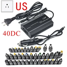 조정 차량용 충전기 범용 AC DC 전원 어댑터 USB 노트북 공급 120W 220V 110V 12V 24V, 08 40DC and 120W US