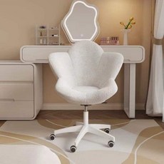 화장대의자 등받이 체어 스툴 수납 편한 공주 벨벳, 화이트 플라워 의자