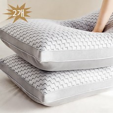 AUDDAY 프리미엄 3D 파이버 베개 목편한 사계절 경추 수면 베개1+1, 2개, 그레이