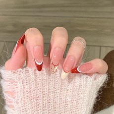 2026新款穿戴甲小香風貓眼高級感手工美甲甲片珍珠閃鑽辣妹指甲片, 1個, BY1951雪月星辰:手工甲M碼#10片/袋